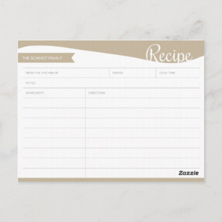 Tarjeta de receta personalizada de color blanco y