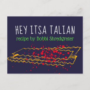 Tarjeta de receta personalizada de lasagna italian