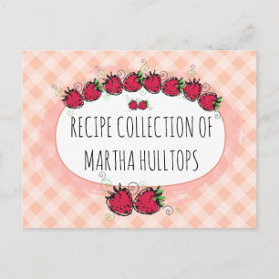 Tarjeta de receta personalizada Doodle strawberrie