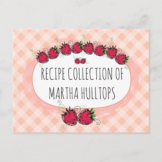 Tarjeta de receta personalizada Doodle strawberrie (Anverso)