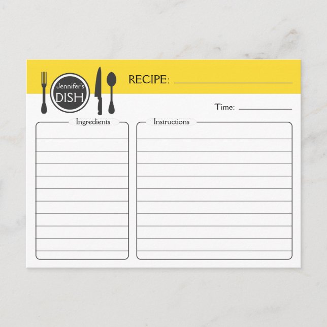 Tarjeta de receta personalizada para ducha de novi (Anverso)