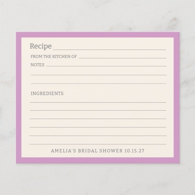 Tarjeta de receta personalizada simple de borde pú (Anverso)