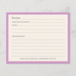 Tarjeta de receta personalizada simple de borde pú