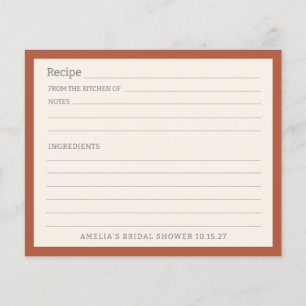 Tarjeta de receta personalizada simple de Naranja