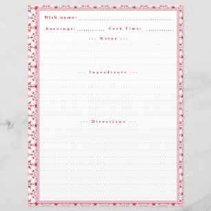 Tarjeta de receta personalizado con notas para el 