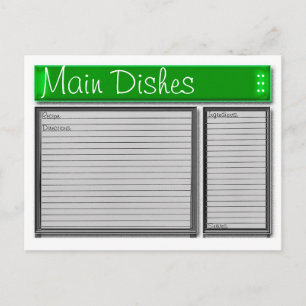 Tarjeta de receta Personalizado de Green Accents