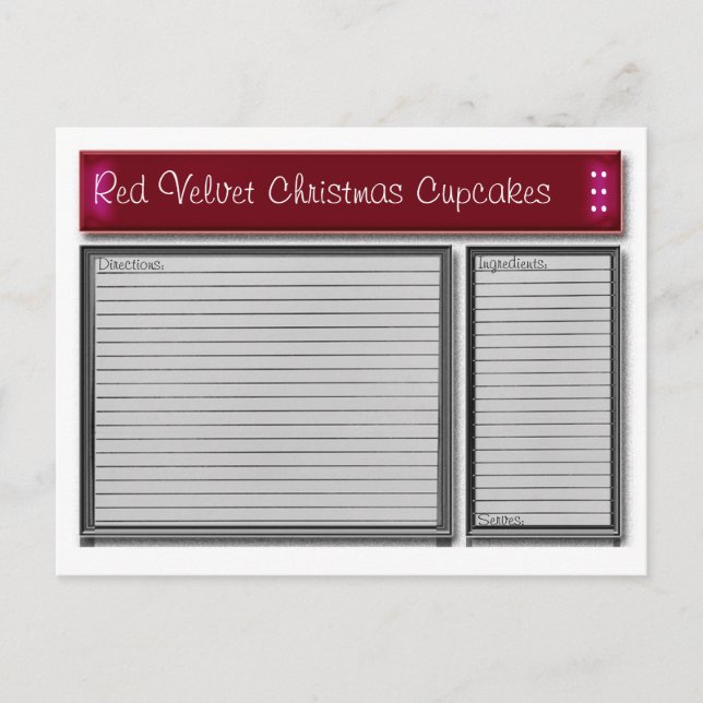 Tarjeta de receta Personalizado de Red Accents (Anverso)