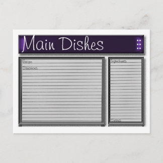 Tarjeta de receta Personalizado Purple Accents