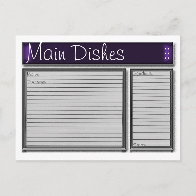 Tarjeta de receta Personalizado Purple Accents (Anverso)