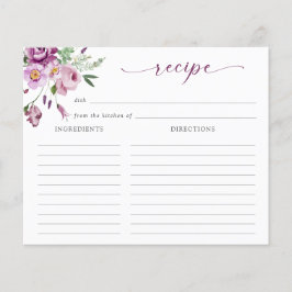 Tarjeta de receta Purple Bridal Shower