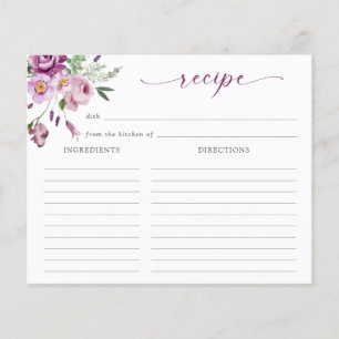 Tarjeta de receta Purple Bridal Shower