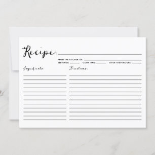 Tarjeta de receta rayada de caligrafía moderna neg
