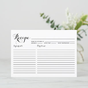 Tarjeta de receta rayada de caligrafía moderna neg