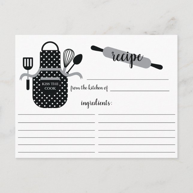 Tarjeta de receta Retro Black Apron Kitchon Tools (Anverso)
