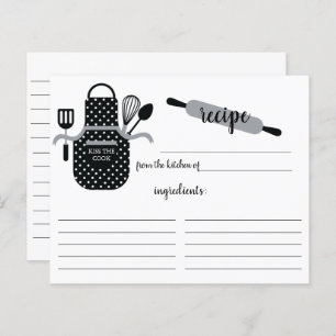 Tarjeta de receta Retro Black Apron Kitchon Tools