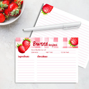 Tarjeta de receta retro de fresa regalo de ducha d