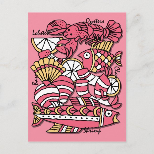 Tarjeta de Receta Retro de Marisco (Anverso)