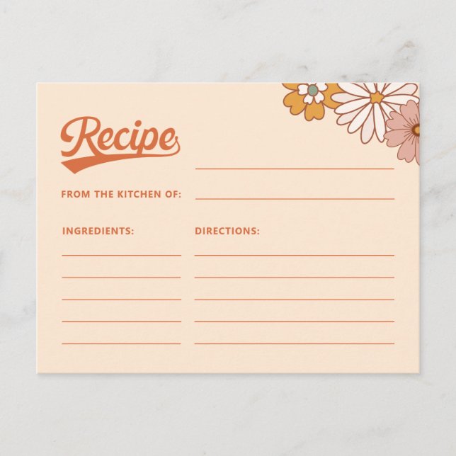 Tarjeta de Receta Retro Groovy para la Novia (Anverso)