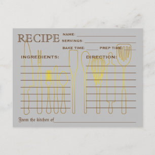 Tarjeta de Receta Retro Herramientas de Cocina Ray