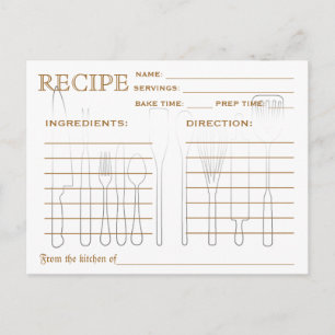Tarjeta de Receta Retro Herramientas de Cocina Ray