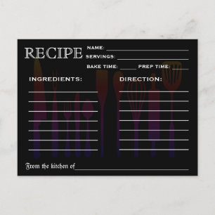 Tarjeta de Receta Retro Herramientas de Cocina Ray