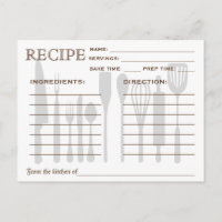 Tarjeta de Receta Retro Herramientas de Cocina Ray