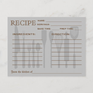 Tarjeta de Receta Retro Herramientas de Cocina Ray