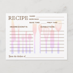 Tarjeta de receta retro herramientas de cocina ray