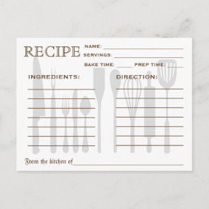 Tarjeta de receta retro Herramientas de cocina tac