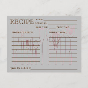 Tarjeta de receta retro Herramientas de cocina tac