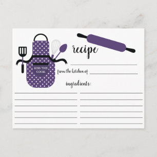 Tarjeta de receta Retro Purple Apron Kitchen Tools