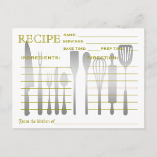 Tarjeta de receta retro rayada verde