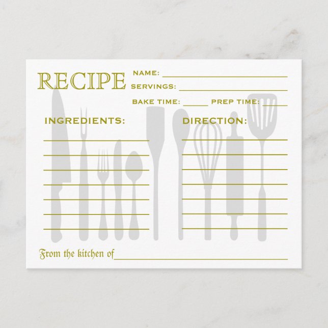 Tarjeta de receta retro rayada verde (Anverso)