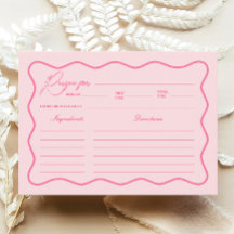 Tarjeta de receta Retro Wavy Pink Bridal Shower