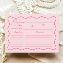 Tarjeta de receta Retro Wavy Pink Bridal Shower