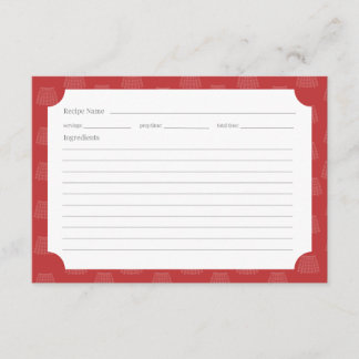 Tarjeta de receta rojo tartán