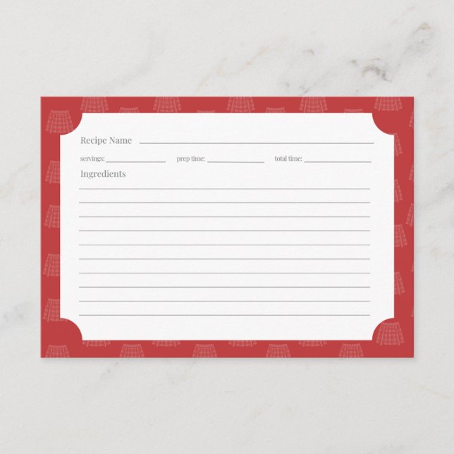 Tarjeta de receta rojo tartán (Anverso)