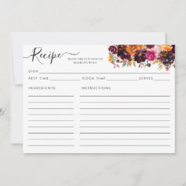 Tarjeta de receta rosa de la floral moderna de Bor