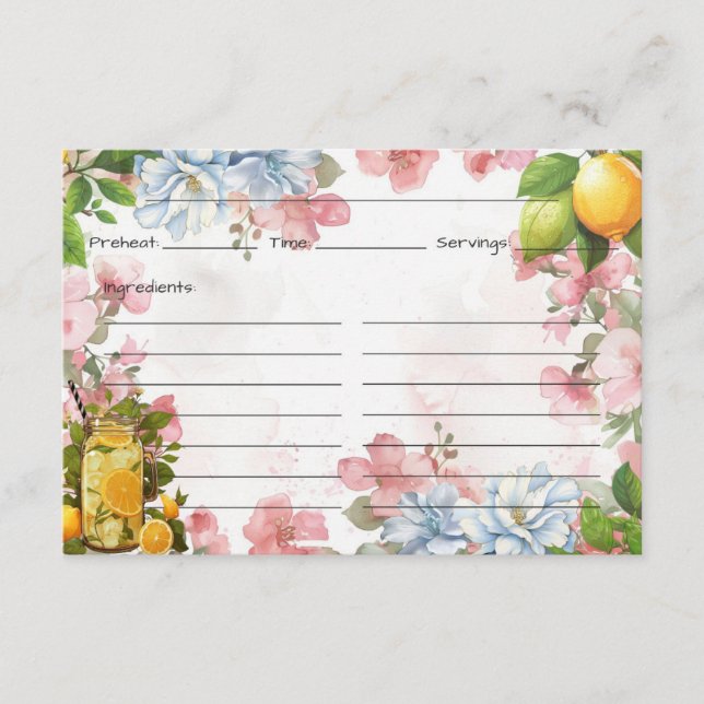 Tarjeta de receta rosa de Lemonade (Anverso)