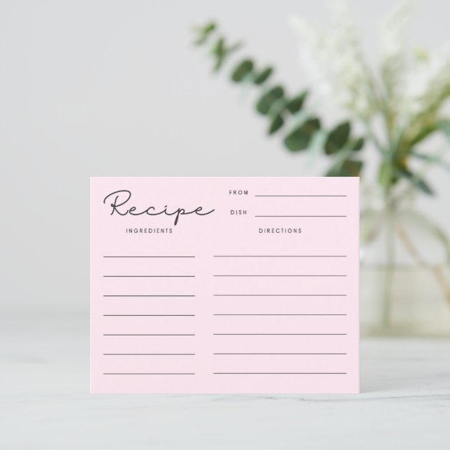Tarjeta de receta rosa retro (Anverso de pie)
