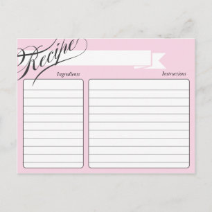 Tarjeta de receta rosa retro