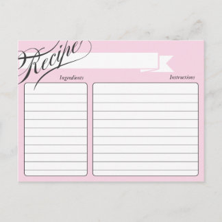 Tarjeta de receta rosa retro