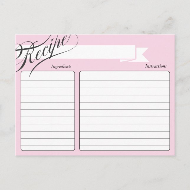 Tarjeta de receta rosa retro (Anverso)