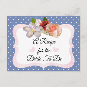 Tarjeta de receta rosa Rubor de oro azul y Rosa