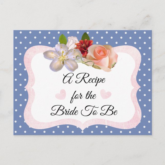Tarjeta de receta rosa Rubor de oro azul y Rosa (Anverso)