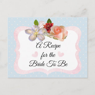 Tarjeta de receta rosa Rubor de oro azul y Rosa