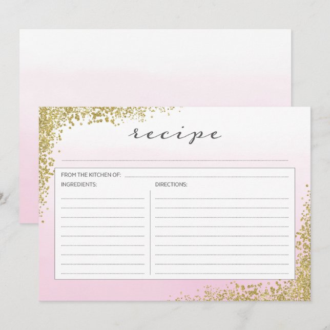 Tarjeta de receta rosa y dorada (Anverso / Reverso)