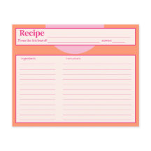 Tarjeta de receta rosa y Naranja