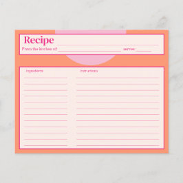 Tarjeta de receta rosa y Naranja