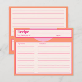 Tarjeta de receta rosa y Naranja
